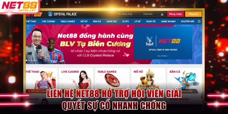 Liên hệ NET88 hỗ trợ hội viên giải quyết sự cố nhanh chóng 