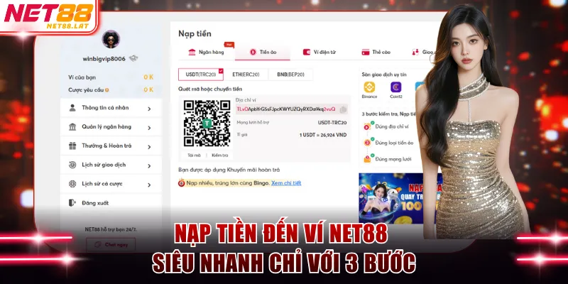 Nạp tiền đến ví NET88 siêu nhanh chỉ với 3 bước