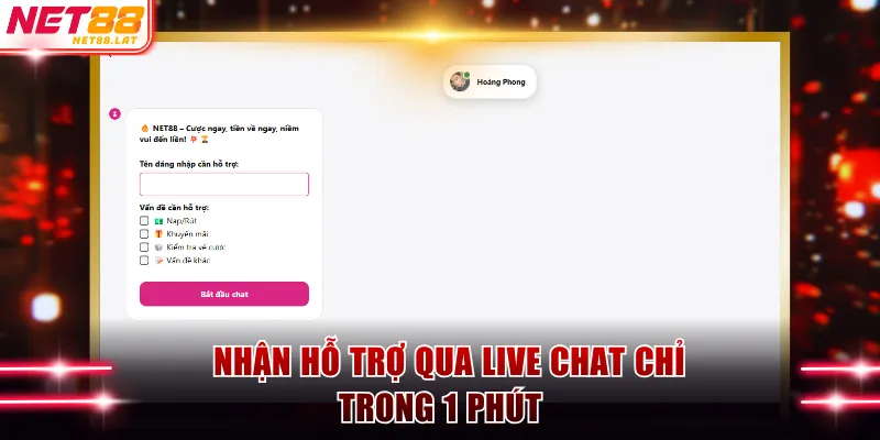 Nhận hỗ trợ từ nhà cái qua live chat chỉ trong 1 phút 